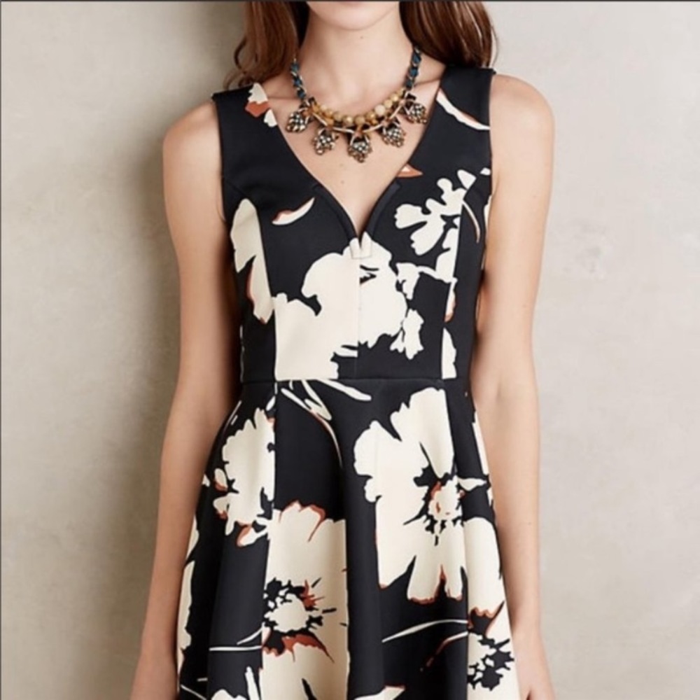 Anthropologie Maeve Amory Black Scuba Mini Dress